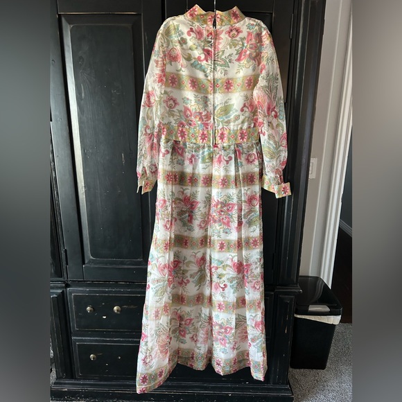 Vintage 60s Avalon Classics floral lined maxi dress fits size 10-12 - Picture 2 of 5